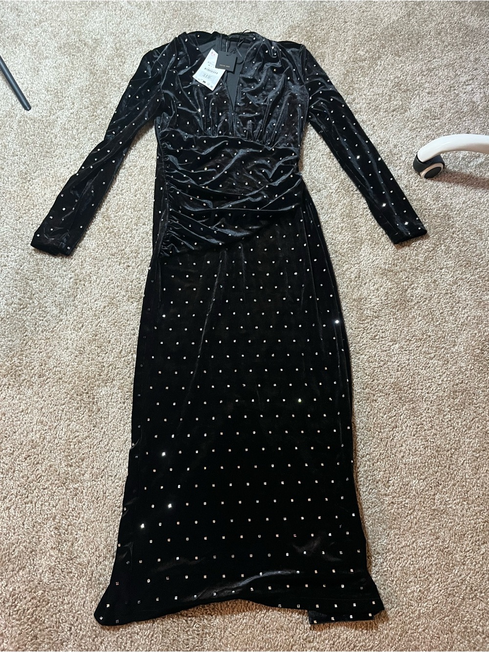 Zara Black Polka Dot Wrap Maxi Dress